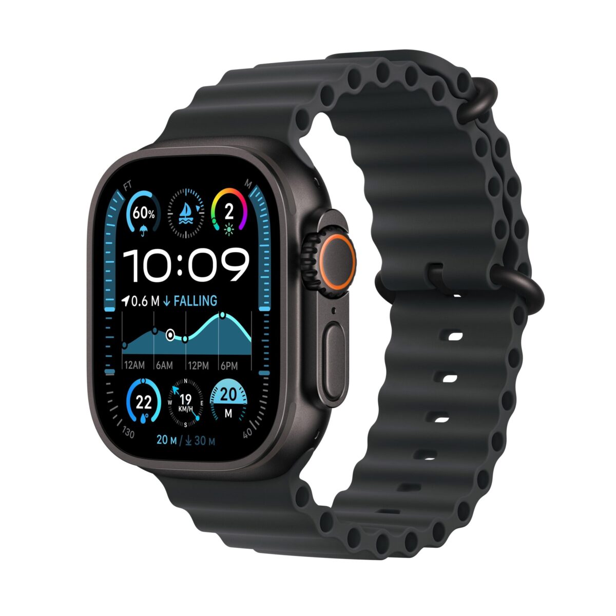⁦Apple Watch Ultra 2 GPS + Cellular 49mm Black Titanium Case Black Ocean Band⁩ - الصورة ⁦1⁩