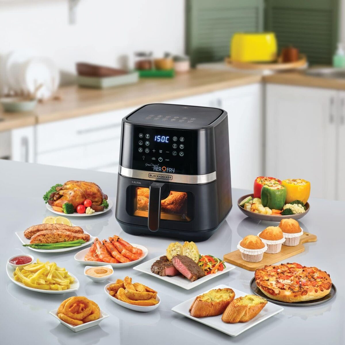 Black & Decker XXL 2 KG/8.5 L Air Fryer, 5.6L Basket , 1800W, Touch Screen, 12-in-1 With Rapid Hot Air Circulation For Frying, Grilling, Broiling, Roasting - Image 1