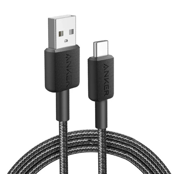 كابل مضفر من أنكر 322 USB-A إلى USB-C (1.8 متر/6 قدم) - أسود
