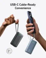 ⁦Anker Nano Power Bank - 10,000mAh - 30W - Built-In USB-C Cable -Blue⁩ - الصورة ⁦4⁩