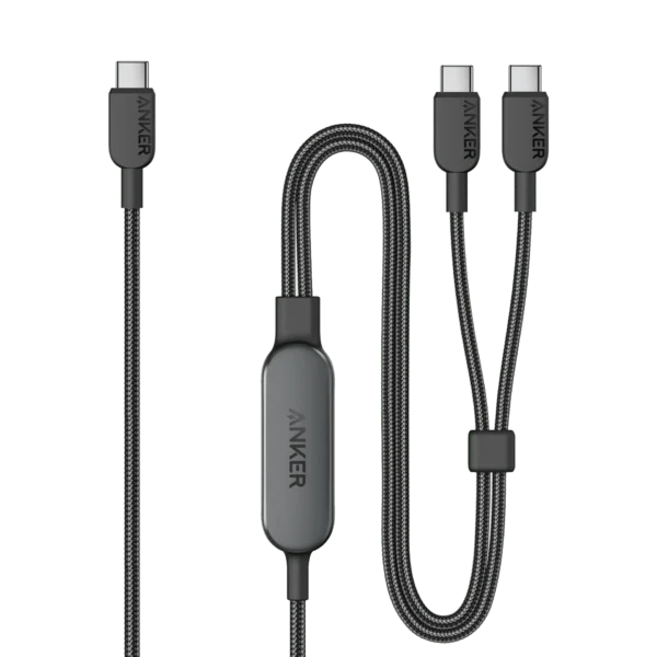 كابل أنكر 2 في 1 USB-C إلى USB-C (4 أقدام، 140 واط) - أسود