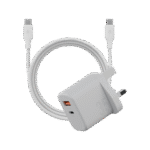 Bazic Go Port Velox Kit Bundle 1-Port USB-C & 1-Port USB-A PD 35W Wall Charger with Weave USB-C to USB-C 60W Cable - Vanilla White