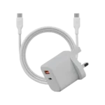 Bazic Go Port Velox Kit Bundle 1-Port USB-C & 1-Port USB-A PD 35W Wall Charger with Weave USB-C to USB-C 60W Cable - Vanilla White