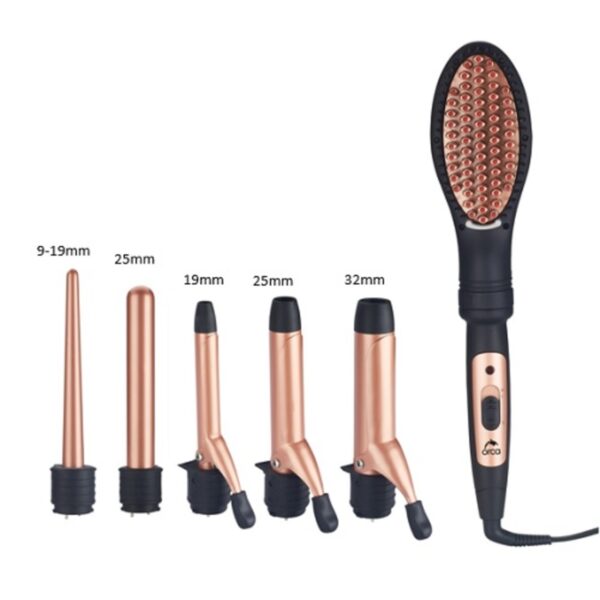 Orca 6 In 1 Curling Iron - Straightener Brush