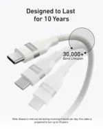 Anker USB-C to USB-C Cable 240W (Upcycled-Braided) (1.8m/6ft) -White - Image 4