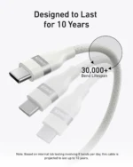 Anker USB-C to USB-C Cable 240W (Upcycled-Braided) (1.8m/6ft) -White - Image 4