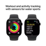 ⁦Apple Watch Series 10 GPS + Cellular 46mm Jet Black Aluminium Case with Black Sport Band - S/M⁩ - الصورة ⁦3⁩