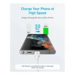 Anker 322 Usb-C To Usb-C Cable 3ft Braided - 0.9 M - 60W -White - Image 3